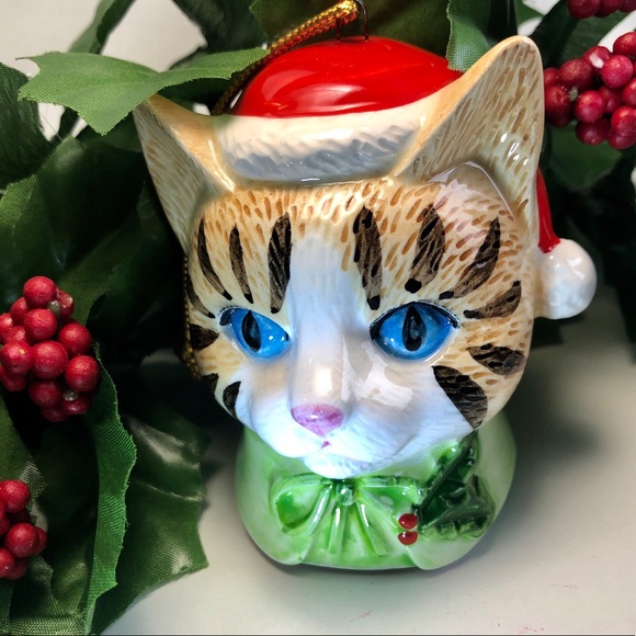 Vintage Other - Vintage Christmas Cat Ornament/Figurine